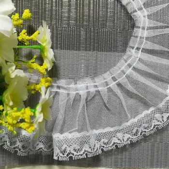 1 Ярд Плиссированная Бяла лейси довършителни 3D Лейси Плат 6 см Дантелени Ленти За шиене Сватбена рокля Отрежете Лента Гипюровый Декор encaje X04