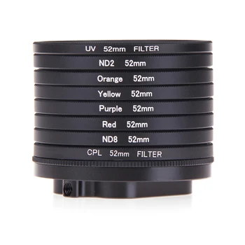 10 В 1 Преходни Пръстен Филтър на обектива CPL UV ND8 ND2 Звезда 8 Червен Жълт FLD/Лилаво за GoPro HERO 9 Черната Камера 52 мм, Комплект