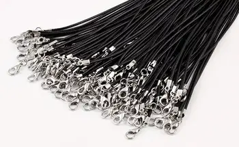 10 бр. вощеного памук 1,5 мм Вощеная конец кабел Черен кабели за колие 45 см, с дълга верига 5 см Златар верига огърлица кор