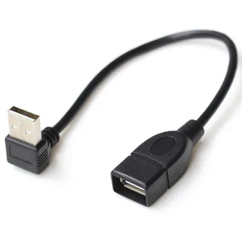 10 см 20 см USB 2.0 A От мъжа Към Жената На 90-Ъглов Удлинительный Кабел-Адаптер USB2.0 От мъжа Към Жената Вдясно/вляво/надолу/нагоре Черен Кабел Кабел