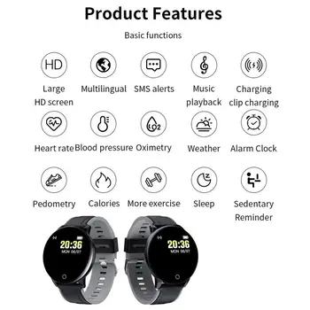 119 S Smart-часовници За мъже с пълен сензорен екран Спортни Фитнес часовник е Водоустойчив IP67 Bluetooth-съвместими за Android и Ios Умни часовници За мъже