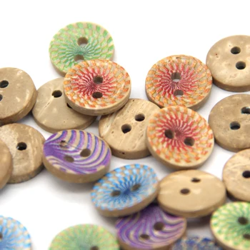 12 мм Цветни Рисувани Натурални Дървени Копчета За Scrapbooking Детски Дрехи Ръчна изработка САМ Занаяти Шевни Аксесоари на Едро