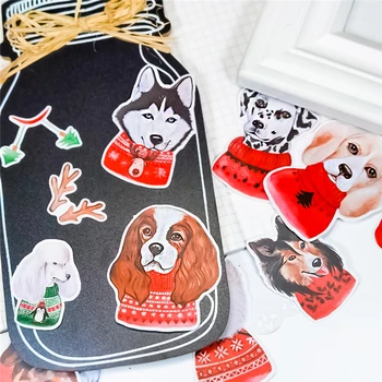 18 БР. Направи си САМ scrapbooking ръчно рисувани Коледни стикери за кучета и животни албум дневен щастлив планер стикери за декорация на етикети