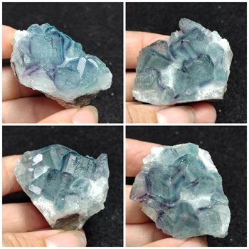 19.3-52.3g натурален рядко синьо-зелен клъстер флуорит проба минерал кристал целебната енергия декорация на дома характеристики на обучение