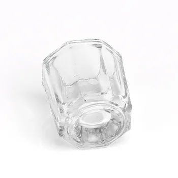 1бр Мини-Кристалното Осмоъгълна Стъклена Чиния Купа Чаша За Нокти Кристално Инструментално Оборудване Чаша За Нокти Течна Акрилна Банка За Смесване на Изкуството E7B4