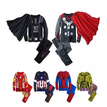 2 бр. Супергерои на Марвел Комплекти за момчета Детски hoody Костюма на Човека-паяк Cosplay Детски дрехи на Капитан Америка с плащом