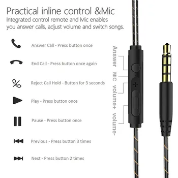 2019 Модерни слушалки с кабел с високо бас с двойно задвижване стерео Слушалки в ушите с микрофон Компютърни слушалки за мобилен телефон
