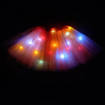 2020 нова година Градация на Светлина LED Детски Цветни светлини Пола-пакетче Принцеса Вечерни опаковки от Тюл Детска балетна танцова пола