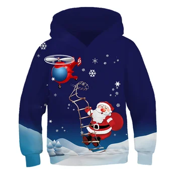 2021 зимно Коледа 3D Момчета Момичета Качулки Дядо Коледа Hoody с качулка Ежедневни Градинска дрехи в Есенно - зимната мода