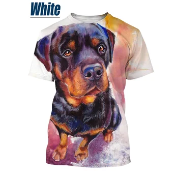 2022 Мъже и жени Нова мода Ротвайлер 3D Печат Мъжки Ежедневни тениска за домашни кучета Риза с къси ръкави и Красиви Върхове XS~5XL