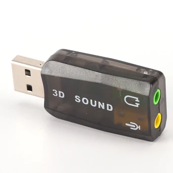 3D Звукова карта USB USB Аудио 5.1 Външна Звукова карта USB За Преносими КОМПЮТРИ Аудиоадаптер за прехвърляне на Микро-данните Микрофон Високоговорител Аудио Интерфейс, Черен