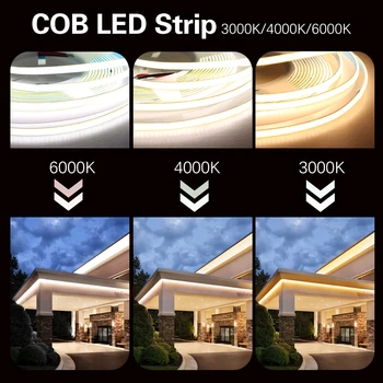 5 мм Супертонкая led лента COB DC12V 24 480 светодиода/m Гъвкави led светлини Топло Студено бяла Светлина Бар 3000 До 4000 До 6000 На Led лентата е 5 метра/лот