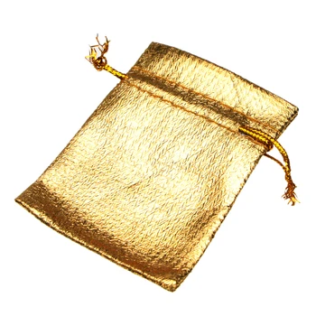 50 бр./компл. Чантата за опаковане на бижута Сребърно-златен Цвят, Регулируеми Кадифе чанта от съвсем малък за сватба, подарък пакети 5х7 см 7х9 см 9x12 см
