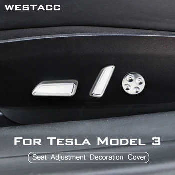 6 бр. Бутон за регулиране на седалката на Колата Защитна Капачка Декоративна Тампон Стикер за Tesla, Модел 3 2016-2021 LHD Аксесоари за интериора