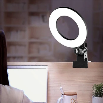 6 инча Селфи Пръстен на Светлината Преносим Видео-конферентна връзка с Клипс RGB USB Заполняющий Светлина За Самостоятелно Пряко Излъчване на LED Димиране за Грим