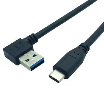 90 градуса Под прав ъгъл USB 3.0 (Тип-A) Конектор за свързване на USB кабела USB3.1 (Тип C)USB Конектор За синхронизация на данни и зареждане(черен) 0,25 м；