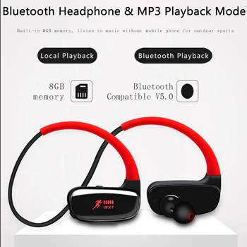 AIKSWE Спортни Bluetooth Слушалки IPX7 Водоустойчив Бас Безжични Слушалки 16 GB/MP3 Възпроизвеждане на Музика Слушалки За iPhone Huawei