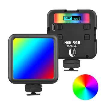 Andoer N69 RGB LED Видео Лампа Преносима Снимка Заполняющий Светлина 60 бр. са Много ярки мъниста лампи CRI 95+ два цвята лампа 2500 До 9000 До