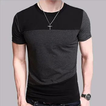B1555-Летни нови мъжки тениски обикновена тънка тенденция на ежедневните модерен с къс ръкав