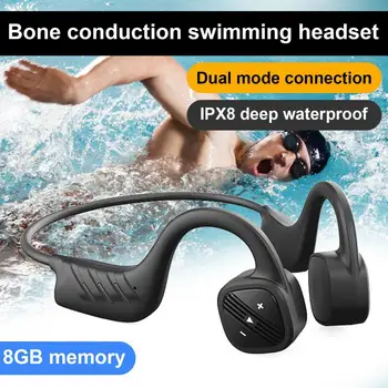 B21 Слушалки за гмуркане с костна проводимост, съвместими с Bluetooth 5,0 IPX8, Водоустойчив Ергономичен Дизайн, Професионална настройка на Слушалката на 8 Г