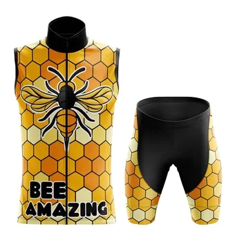 Bee Невероятна Серия къси Панталони с къс Ръкав Лигавник Гел Дишаща подплата Нов Комплект Колоездене Джърси Майо Ciclismo Hombre
