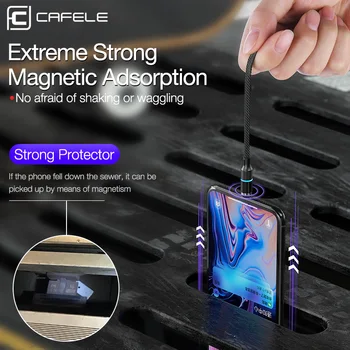 CAFELE QC3.0 Магнитен USB дата кабел за iPhone Кабел Micro USB тип C Зарядно за Samsung, Huawei, Xiaomi Бързо зареждане