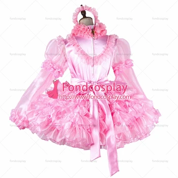 Fondcosplay възрастен секси обличане сиси мома къса заключващи детски розови сатенени рокли от органза Униформи костюм по поръчка[G]