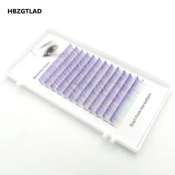 HBZGTLAD Изцяло нов C/D къдря 0,07/0,1 мм 8-15 мм фалшиви мигли бяло+лилаво мигли смесени цветни Изкуствени мигли удължаване на миглите