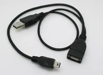 LBSC 5Pin Mini USB OTG Кабел USB A .Жена Кабел за Синхронизация на Данни + USB A Мъжка захранващ Кабел за Мобилен Телефон, Таблет
