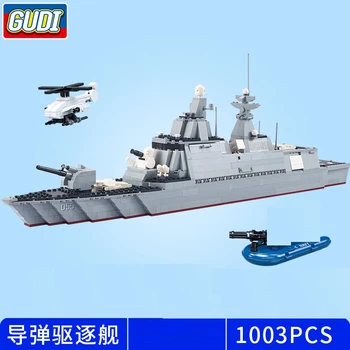 MOC Експерт Китайски Военен флот 055 Ракета разрушител на кораба от Военен Кораб на Голям Модел Фигурка строителни блокове на детски играчки Детски подарък