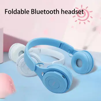 Macaron Цвят Bluetooth Безжични Слушалки Hifi Музика Автоматично Свързване на Слушалки Можете да Поставите Карта с Памет TF Розов Черен Бял Слушалки