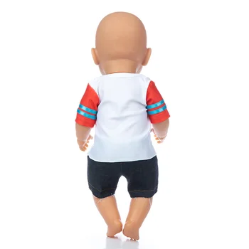 New Baby Born е Подходящ за 17 см 43 см стоп-моушън Облекло, Аксесоари ТЕНИСКА 3 + Панталони Облекло за Подарък За Рожден Ден на Дете