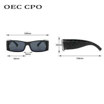 OEC CPO fashion Слънчеви очила с правоъгълно щит за жени Реколта Малка рамка Квадратни Слънчеви очила За мъже Пънк Uv400 Външни точки Сив