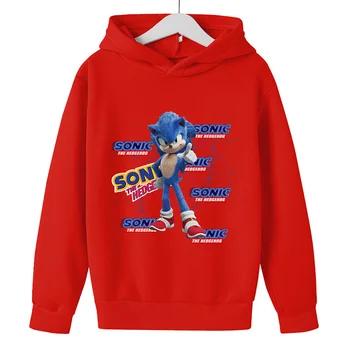 Super Sonic Детска hoody с качулка Карикатура на Улицата мода Свободно Палто 3-12 Години Удобен Дизайн плат 4 Т-С 14 Т Пролет Есен