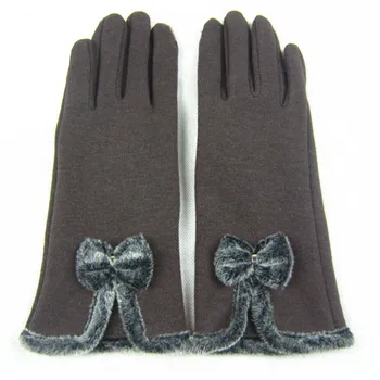 VISNXGI Дамски топли зимни ръкавици с лък Женски Висококачествени дамски ръкавици Mujer със сензорен екран, Ръкавици без пръсти до китката си с топъл Твърди ръкавици