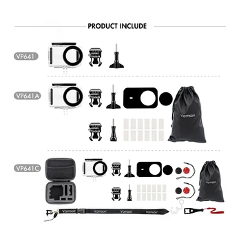Vamson за Xiaomi mijia Гмуркане Водоустойчив Калъф за Mi jia Калъф за спортна Камера за 4K Екшън-камера Защитен Корпус VP641