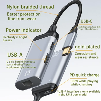 Адаптер USB Type C КЪМ HDMI-съвместим /Vga/DP/mDP/RJ45 Адаптер USB-C към Видеоадаптеру Конвертор За MacBook Air Pro/Matebook/Samsung