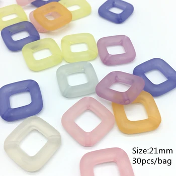 Акрилни прозрачни матови полирани квадратни мъниста с кръг Выдалбливают квадрати модни мъниста за бижута 21 мм, 30 бр/пакет