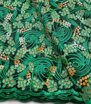 Африканска Органза Френска Чиста Лейси Плат с пайети 2020 най-Новата зелена висококачествена Нигерийская Тюлевая Лейси плат с пайети За вечерните рокли