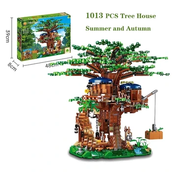 В наличност 1013 бр. Нова Къща дърво е Най-Големият Модел на Дърво Строителни Блокове С Фигурки на Тухли САМ Забавни Играчки за деца