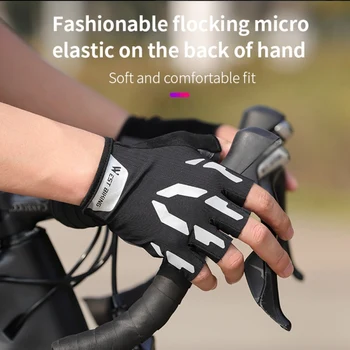 (Видео) West Biking Велосипедни Ръкавици Светлоотразителни Къси Ръкавици за езда с амортизатором на полпальца Ръкавици За спорт на открито XXL