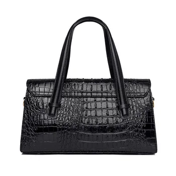 Висококачествена естествена встречная френска чанта от крокодилска кожа 2021 г., в есенно-зимната нова градиент чанта на рамото