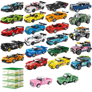 Високотехнологични коли на Градския Суперавтомобил Дисплей Гараж Модел Тухли MOC Световно Известен Шампион по скорост на Строителни Блокове Играчка за деца, Подарък