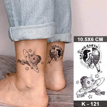 Водоустойчив Временна Татуировка Стикер Луна Звезди Облак Флаш Татуировка Вселената Планета Ръка Китката Фалшива Татуировка За Боди-Арт за Жени, мъже