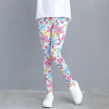 Гамаши, за момичета деца в ивицата Меки флорални панталон-молив Модни тесни панталони за деца за деца от 2 до 9 години