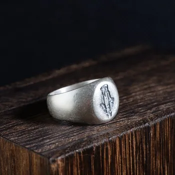 ДНЕШНО S990 пълно сребро матирано занаят Християнската Дева Мария, като пръстен за мъже и жени Тайское сребро регулируеми сребърни пръстени