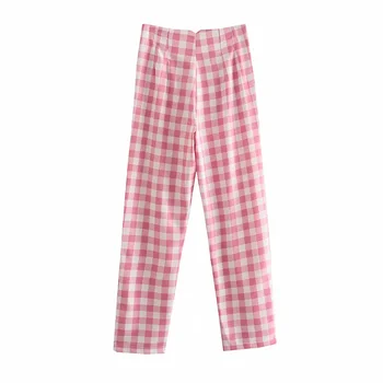 Дамски Класически панталони Реколта каре прави панталони панталони-молив Корейската мода Градинска дрехи Дамски есенни женски пълни с розови панталони