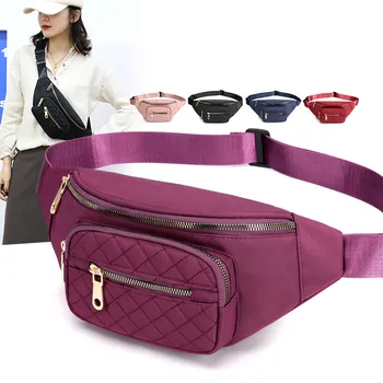 Дамски найлон нагрудная поясная чанта с джоб с цип, модерен пътнически прашка-чанта, портфейл на корема, Поясная чанта за дами