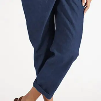 Дамски панталон с нередовни джобове Градинска облекло Обикновена Скъсяване на панталони с висока талия, удобни за носене очаквайки следобедните срещи