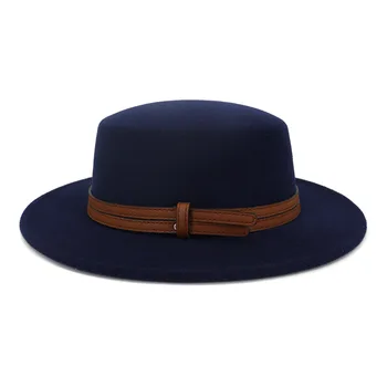 Дамски шапка с Високо качество на Филц шапка, Мъжка шапка Дамска мода Църковна Сватба шапка Однотонная Ежедневни шапка Есенна шапка с широка периферия